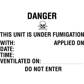 Skilt Danger this unit is under fumigation fareseddel - Sikkerhedsgiganten