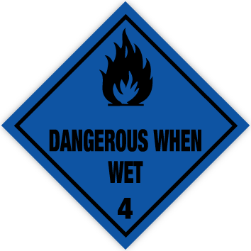 Skilt Dangerous when wet kl. 4 fareseddel - Sikkerhedsgiganten