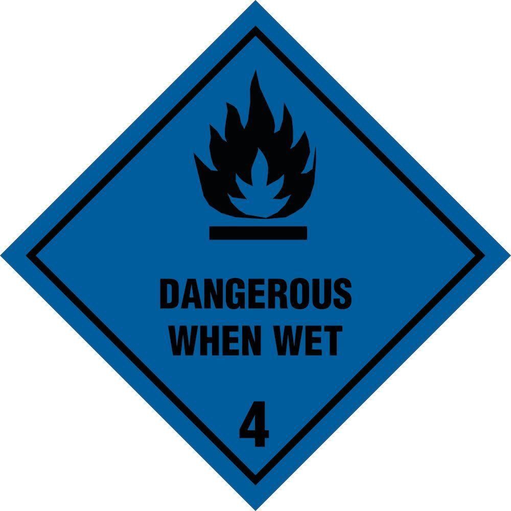 Skilt Dangerous when wet kl. 4 fareseddel - Sikkerhedsgiganten