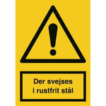Skilt Der svejses i rustfrit stål A335PA - Sikkerhedsgiganten