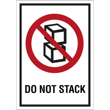 Skilt Do not stack "må ikke stables" 250 stk. etiketter - Sikkerhedsgiganten