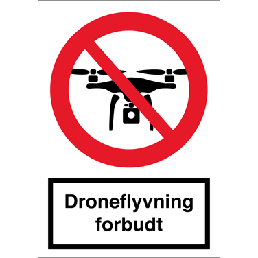 Skilt Droneflyvning forbudt F127RA - Sikkerhedsgiganten