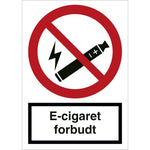 Skilt E - cigaret forbudt F124 - Sikkerhedsgiganten