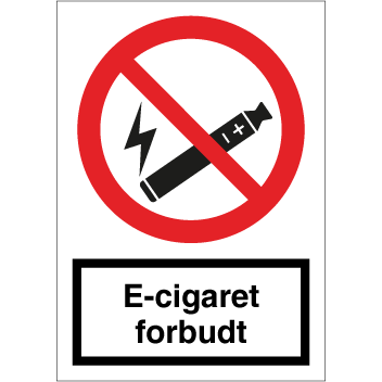 Skilt E - cigaret forbudt F124 - Sikkerhedsgiganten