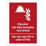 Skilt Elevator må ikke benyttes ved brand H464 - Sikkerhedsgiganten