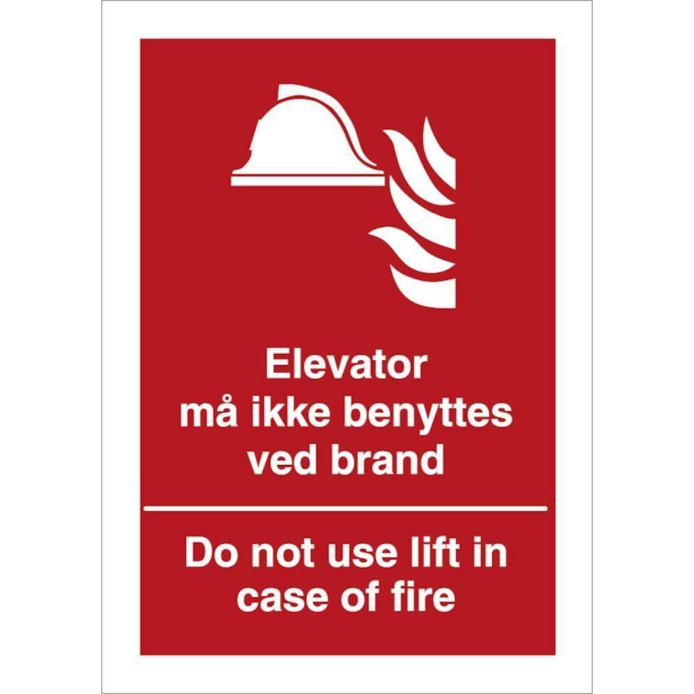 Skilt Elevator må ikke benyttes ved brand H464 - Sikkerhedsgiganten