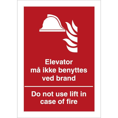 Skilt Elevator må ikke benyttes ved brand H464 - Sikkerhedsgiganten