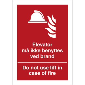 Skilt Elevator må ikke benyttes ved brand H464 - Sikkerhedsgiganten