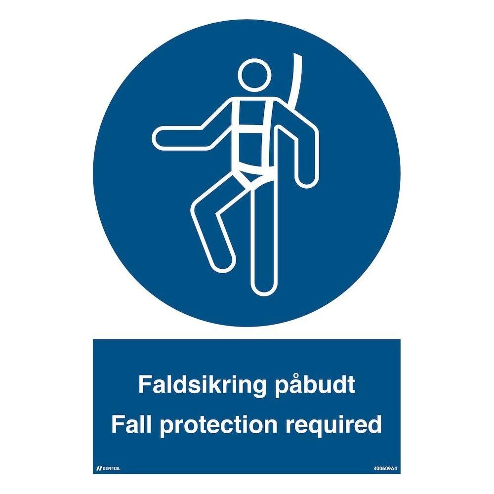 Skilt Faldsikring påbudt - Fall protection required 400609 - Sikkerhedsgiganten