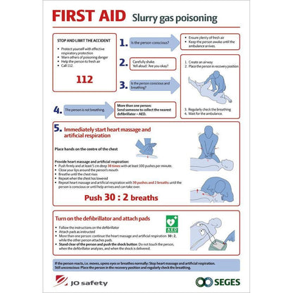 Skilt FIRST AID - Slurry gas poisoning 401682 - Sikkerhedsgiganten