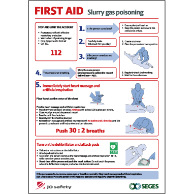 Skilt FIRST AID - Slurry gas poisoning 401682 - Sikkerhedsgiganten