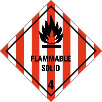 Skilt Flammable solid kl. 4 fareseddel - Sikkerhedsgiganten