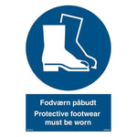Skilt Fodværn påbudt - Protective footwear must be worn 400600 - Sikkerhedsgiganten