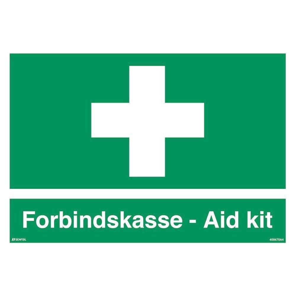 Skilt Forbindskasse - Aid kit 400670 - Sikkerhedsgiganten