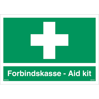 Skilt Forbindskasse - Aid kit 400670 - Sikkerhedsgiganten