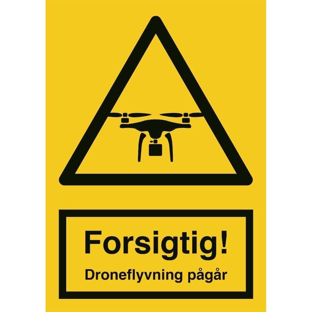 Skilt Forsigtigt! Droneflyvning pågår 400264 - Sikkerhedsgiganten