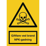 Skilt Giftfare ved brand NPK gødning A320 - Sikkerhedsgiganten