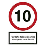 Skilt Hastighedsbegrænsning - Max speed on this site 400633 - Sikkerhedsgiganten