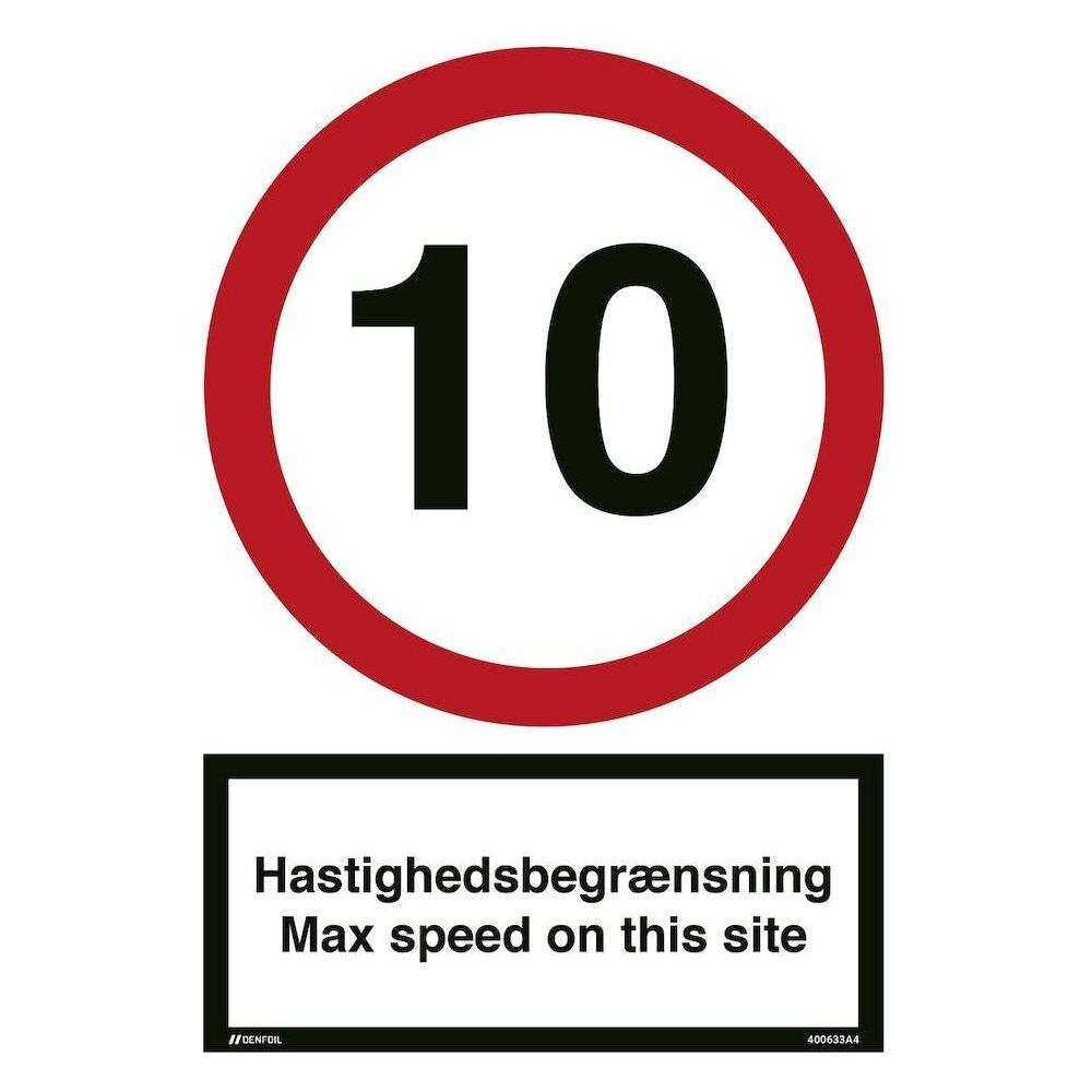 Skilt Hastighedsbegrænsning - Max speed on this site 400633 - Sikkerhedsgiganten
