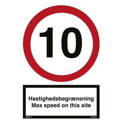 Skilt Hastighedsbegrænsning - Max speed on this site 400633 - Sikkerhedsgiganten