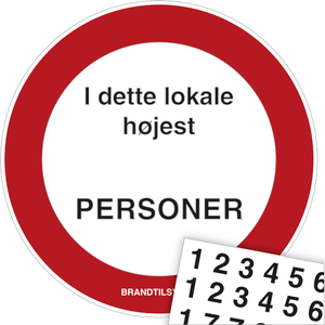 Skilt Højest antal personer i lokale H472 - Sikkerhedsgiganten