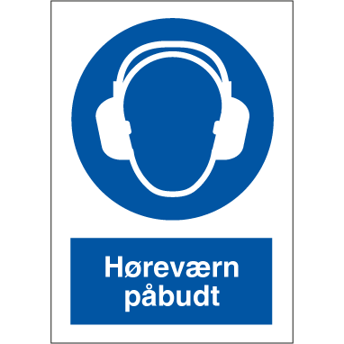 Skilt Høreværn påbudt - Ear protection must be worn 400603 - Sikkerhedsgiganten