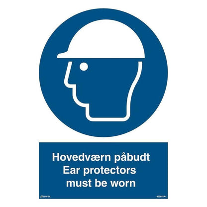 Skilt Hovedværn påbudt - Safety helmet must be worn 400601 - Sikkerhedsgiganten