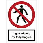 Skilt Ingen adgang for fodgængere F102 - Sikkerhedsgiganten