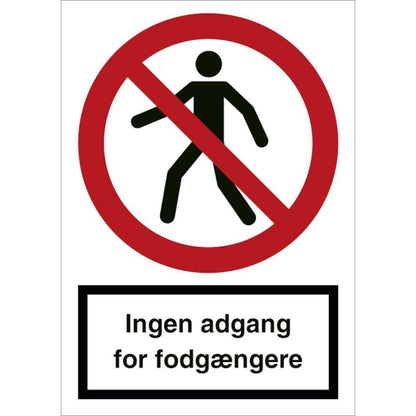 Skilt Ingen adgang for fodgængere F102 - Sikkerhedsgiganten