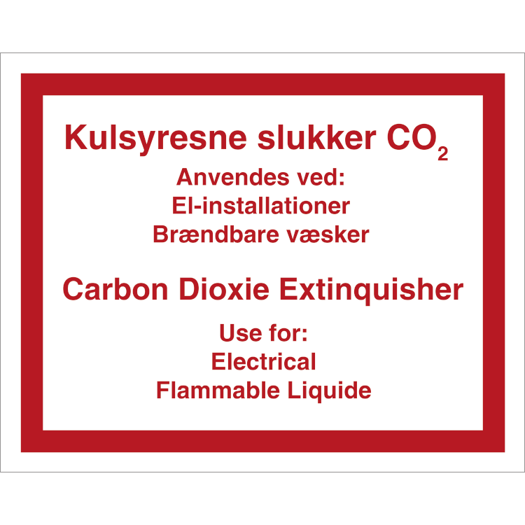 Skilt Kulsyresneslukker (DA/EN) - Sikkerhedsgiganten