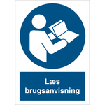 Skilt Læs brugsanvisning - Sikkerhedsgiganten