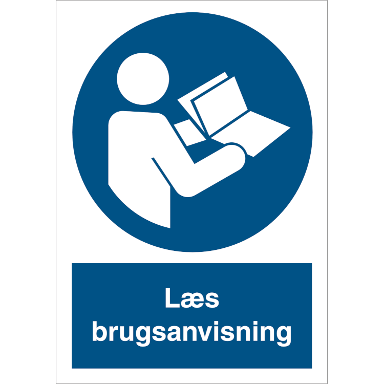 Skilt Læs brugsanvisning - Sikkerhedsgiganten