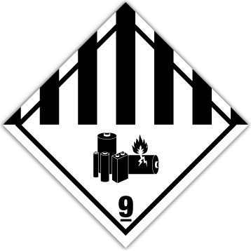 Skilt Lithium Batteri kl. 9A fareseddel - Sikkerhedsgiganten