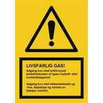 Skilt Livsfarlig gas - åndedrætsværn - Sikkerhedsgiganten