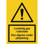 Skilt Livsfarlig gas i beholder 401671 - Sikkerhedsgiganten
