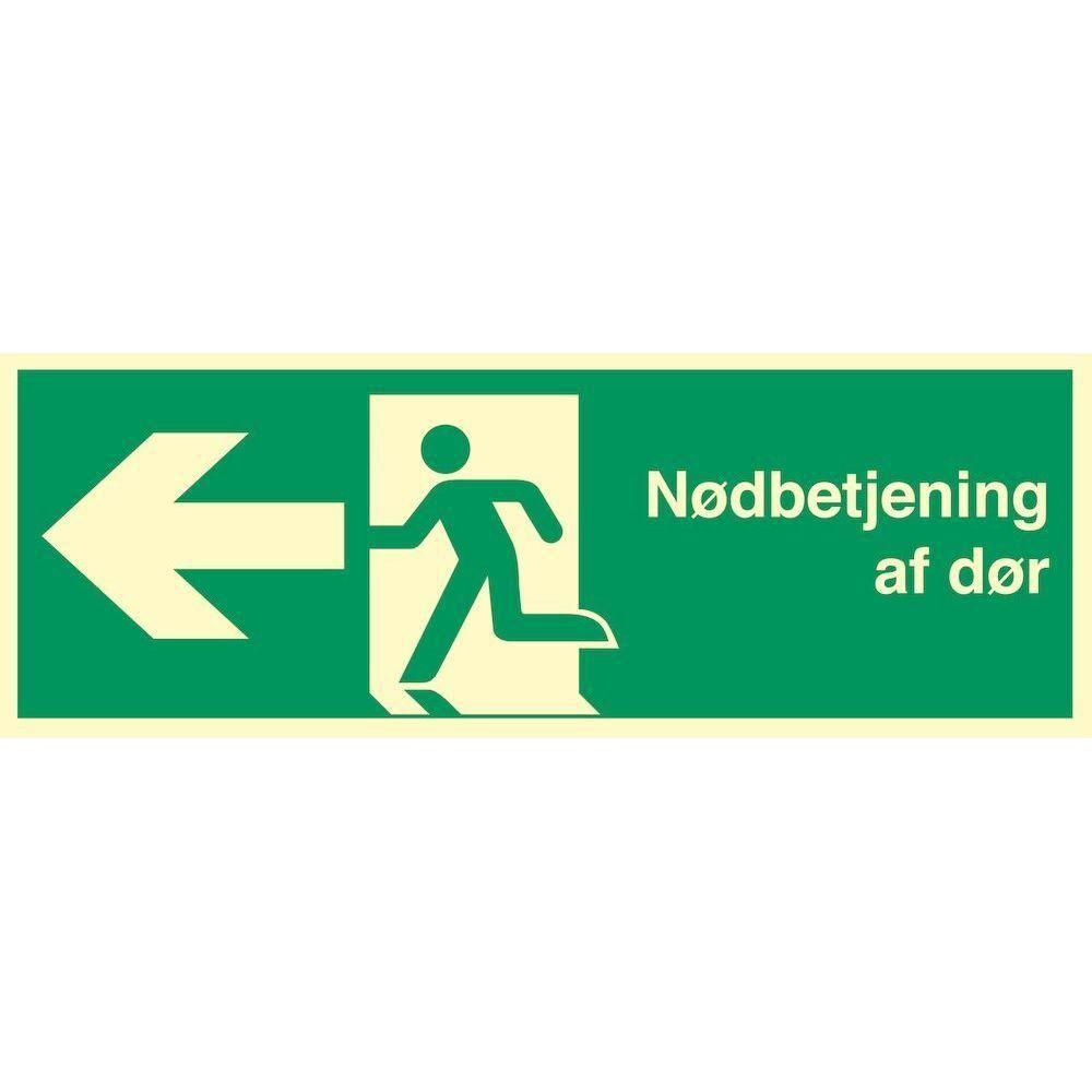 Skilt Nødbetjening af dør - Venstre - Sikkerhedsgiganten