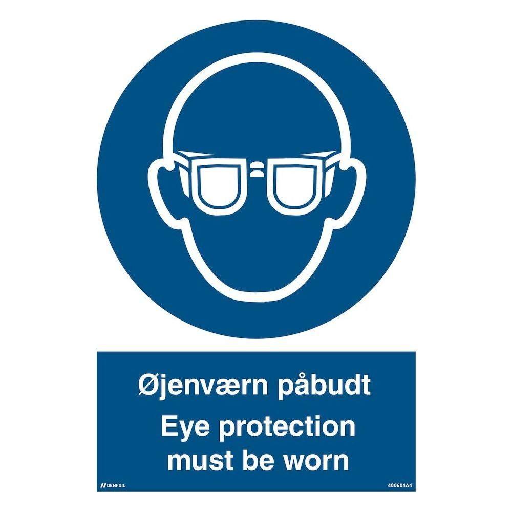 Skilt Øjenværn påbudt - Eye protection must be wor - Sikkerhedsgiganten