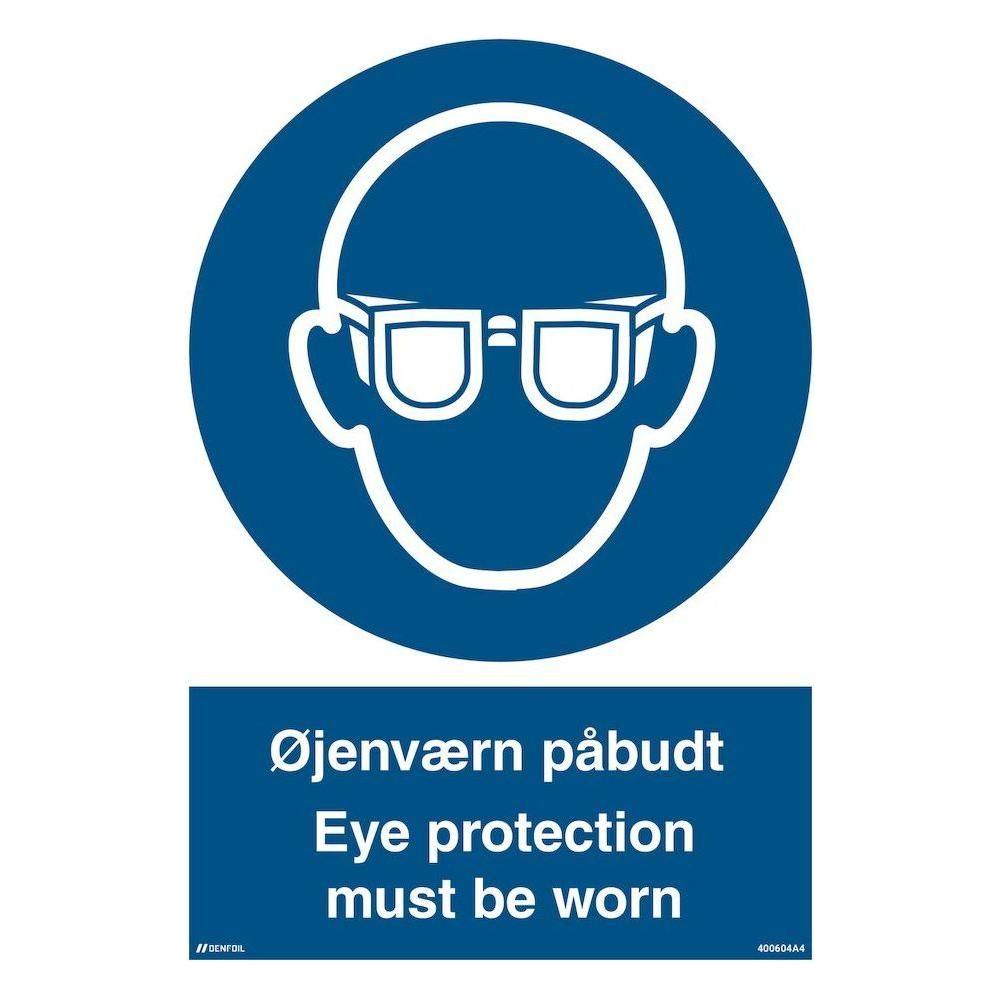 Skilt Øjenværn påbudt - Eye protection must be wor - Sikkerhedsgiganten