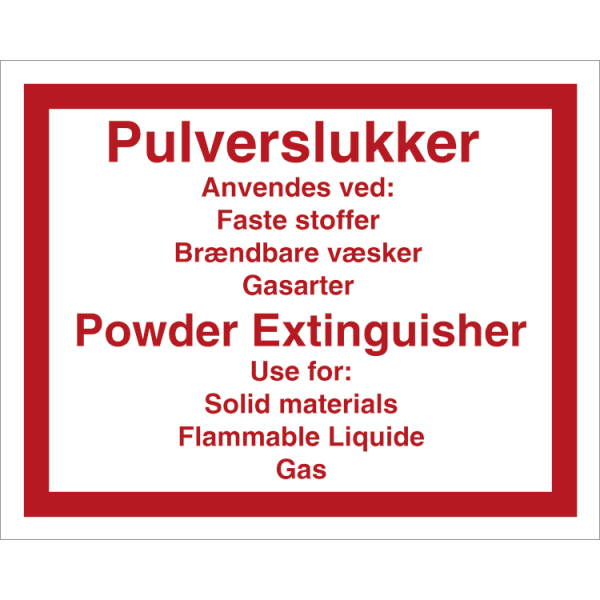 Skilt Pulverslukker (DA/EN) - Sikkerhedsgiganten