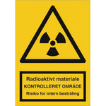 Skilt Radioaktivt materiale - kontrolleret.. - int - Sikkerhedsgiganten