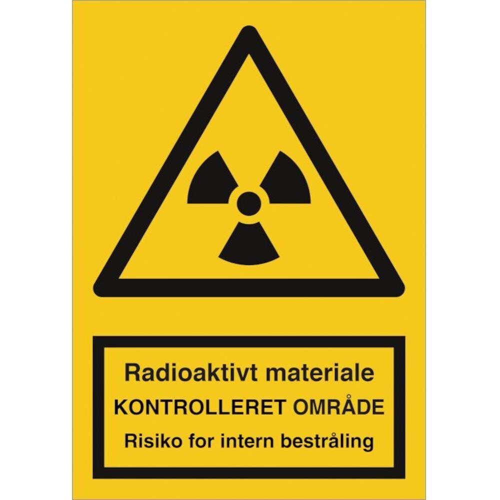 Skilt Radioaktivt materiale - kontrolleret.. - int - Sikkerhedsgiganten