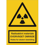 Skilt Radioaktivt materiale - overvåget.. - ekster - Sikkerhedsgiganten