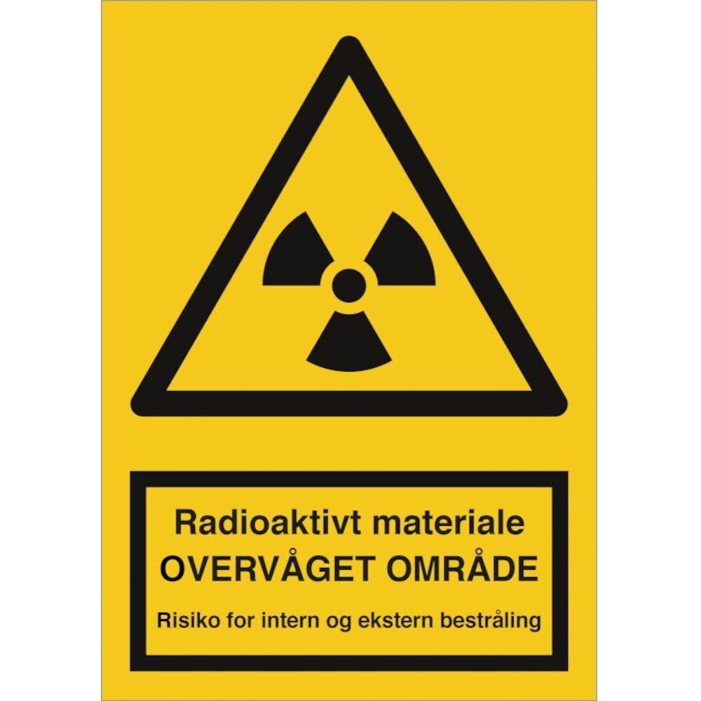 Skilt Radioaktivt materiale - OVERVÅGET OMRÅDE - Sikkerhedsgiganten