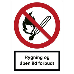 Skilt Rygning og åben ild forbudt - Sikkerhedsgiganten