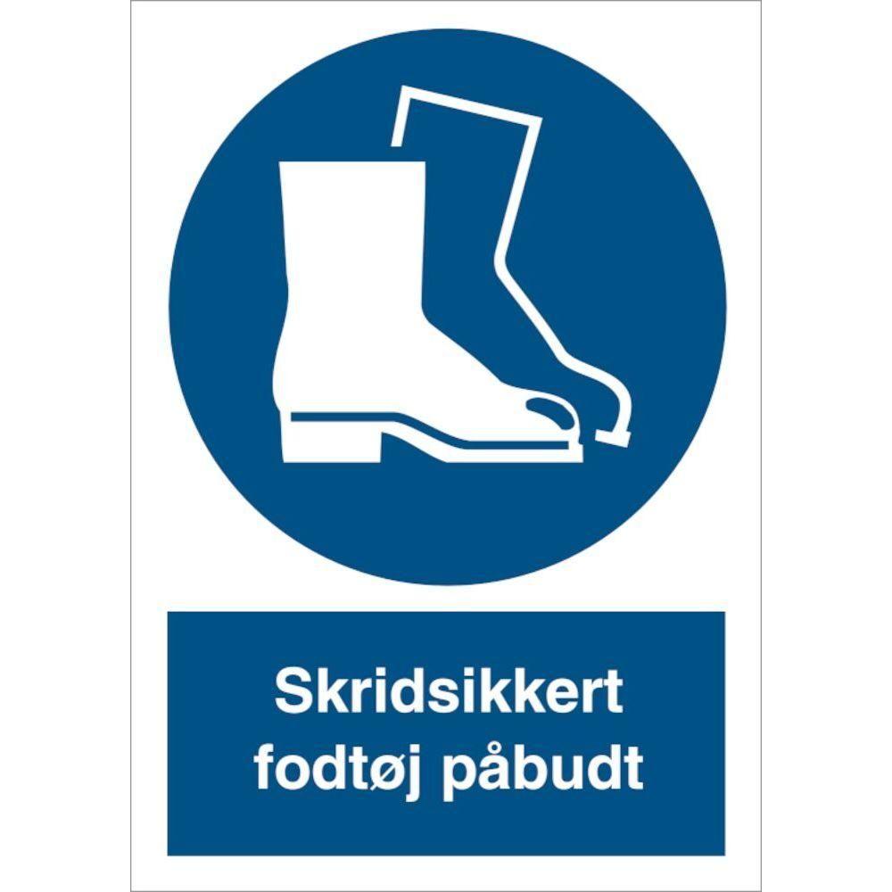 Skilt Skridsikkert fodtøj påbudt P210 - Sikkerhedsgiganten