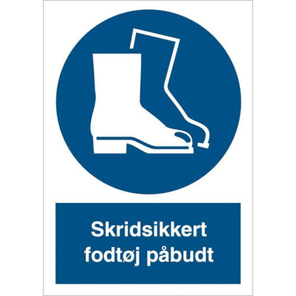 Skilt Skridsikkert fodtøj påbudt P210 - Sikkerhedsgiganten