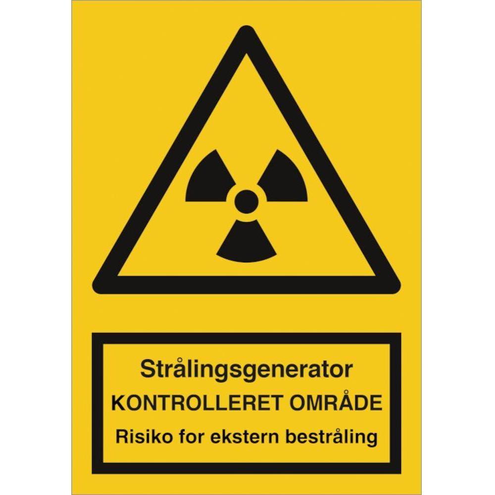 Skilt Strålingsgenerator - KONTROLLERET OMRÅDE - Sikkerhedsgiganten
