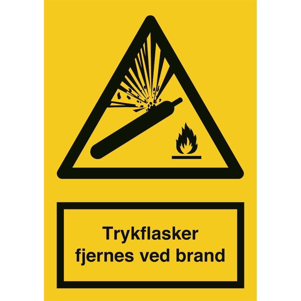 Skilt Trykflasker fjernes ved brand - Sikkerhedsgiganten