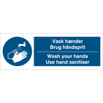 Skilt Vask hænder - Brug håndsprit DA/ENG - Sikkerhedsgiganten