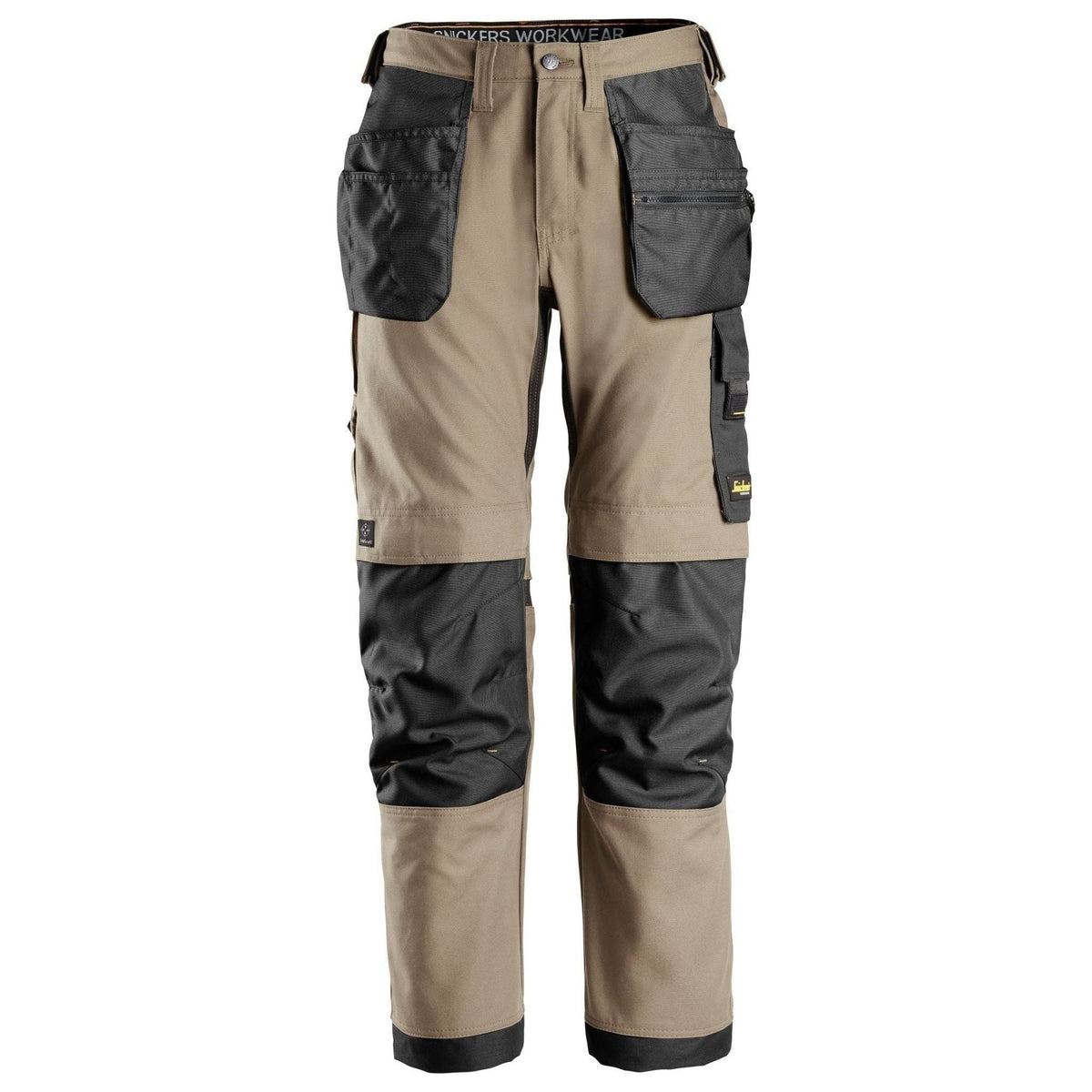 Snickers AW Bukser Canvas+ med hylsterlommer khaki/sort 6224 - Sikkerhedsgiganten